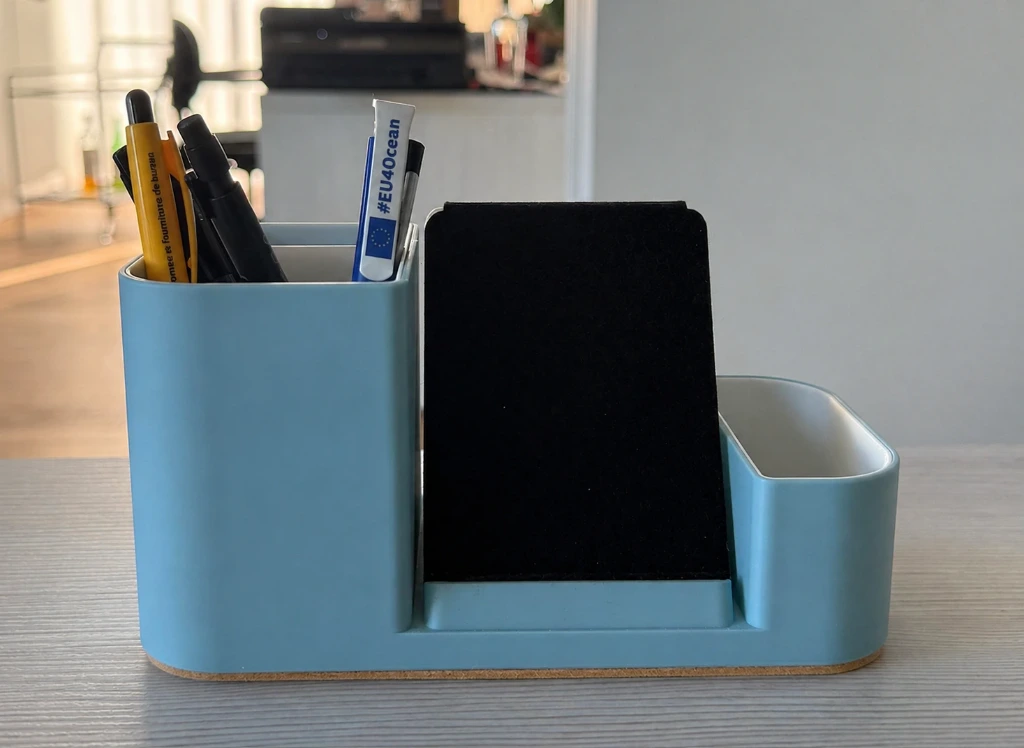 Recycled Plastic Desk Organizer with Smartphone Holder – Wool Felt Accents